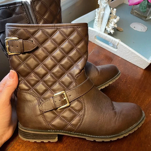 Sporto Molly‎ Brown Quilted Mid Calf Ankle Boots Size 9M - Picture 1 of 7